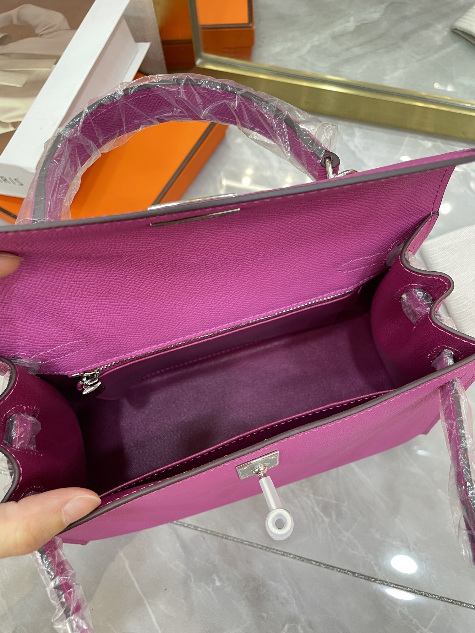 Hermes 28cm Kelly Bag Togo Leather Handbag Pink