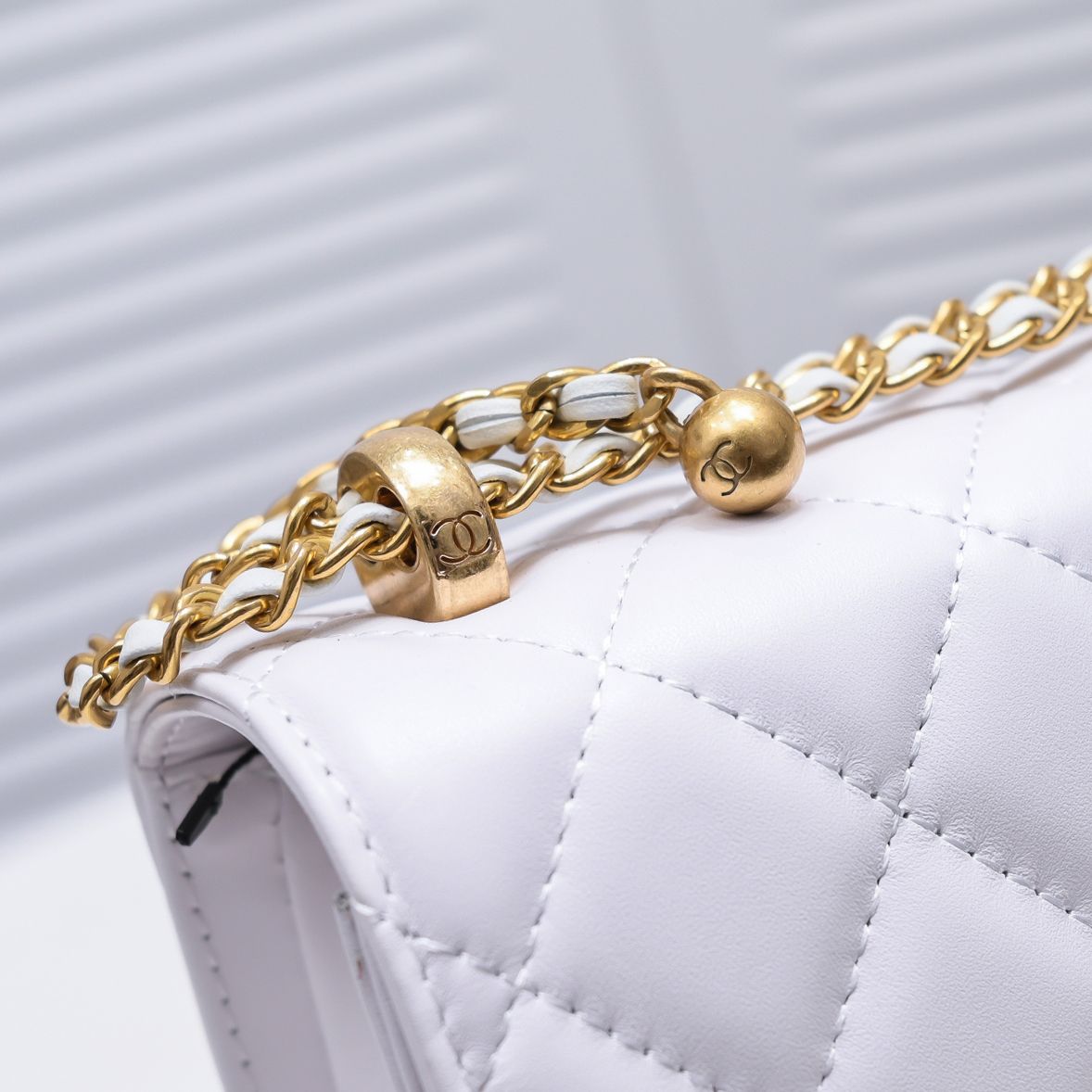 Chanel WOC Double Gold Ball Chain Shoulder Bag Handbag