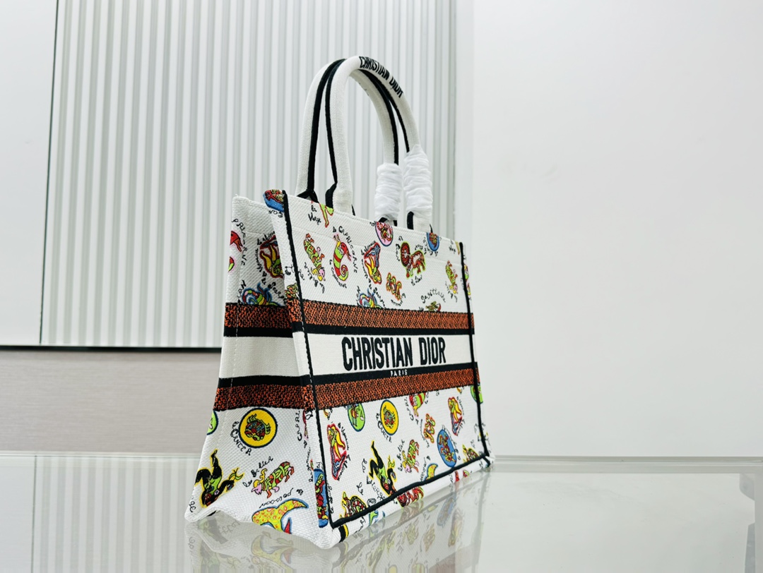Dior Book Tote Embroider Medium Shoulder Bag Handbag