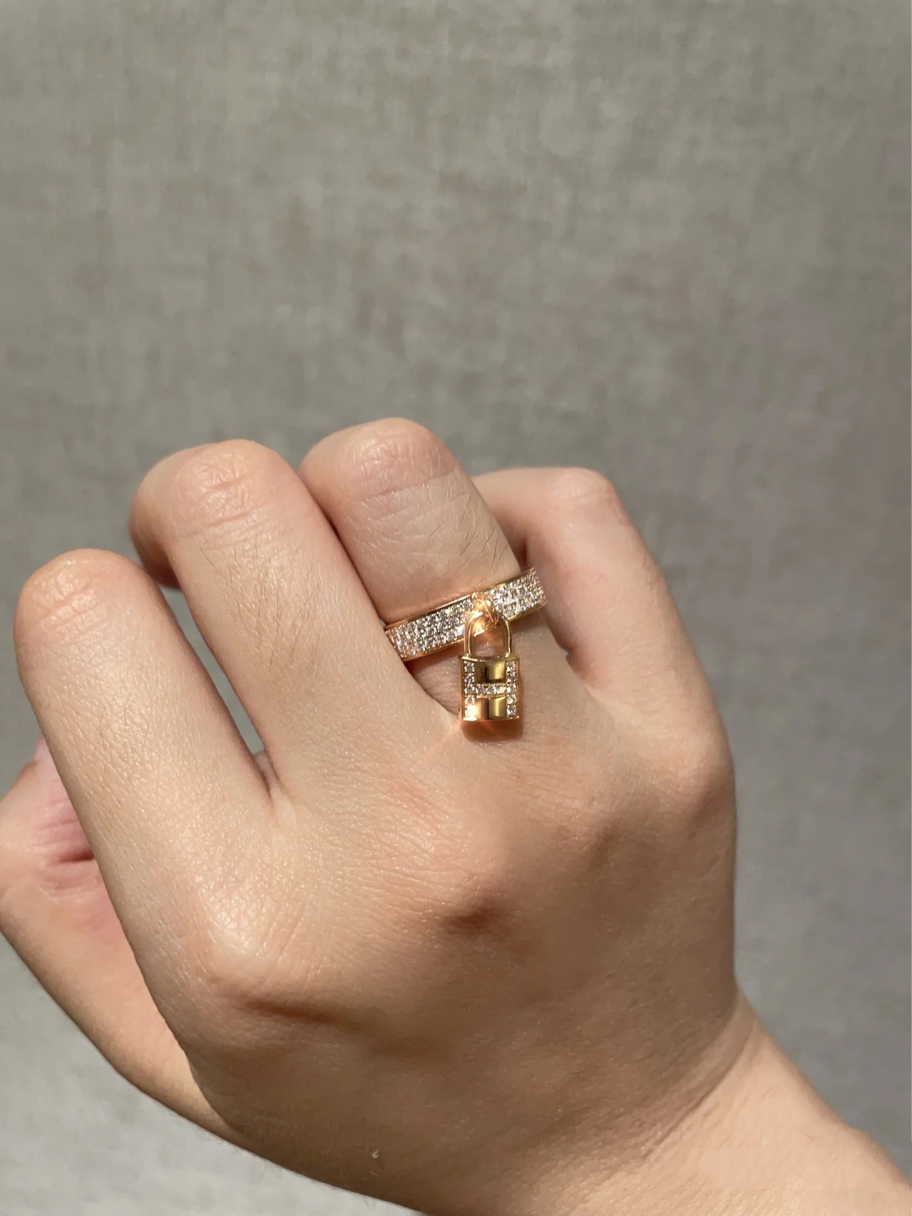 Hermes Full Diamond Ring with Lock