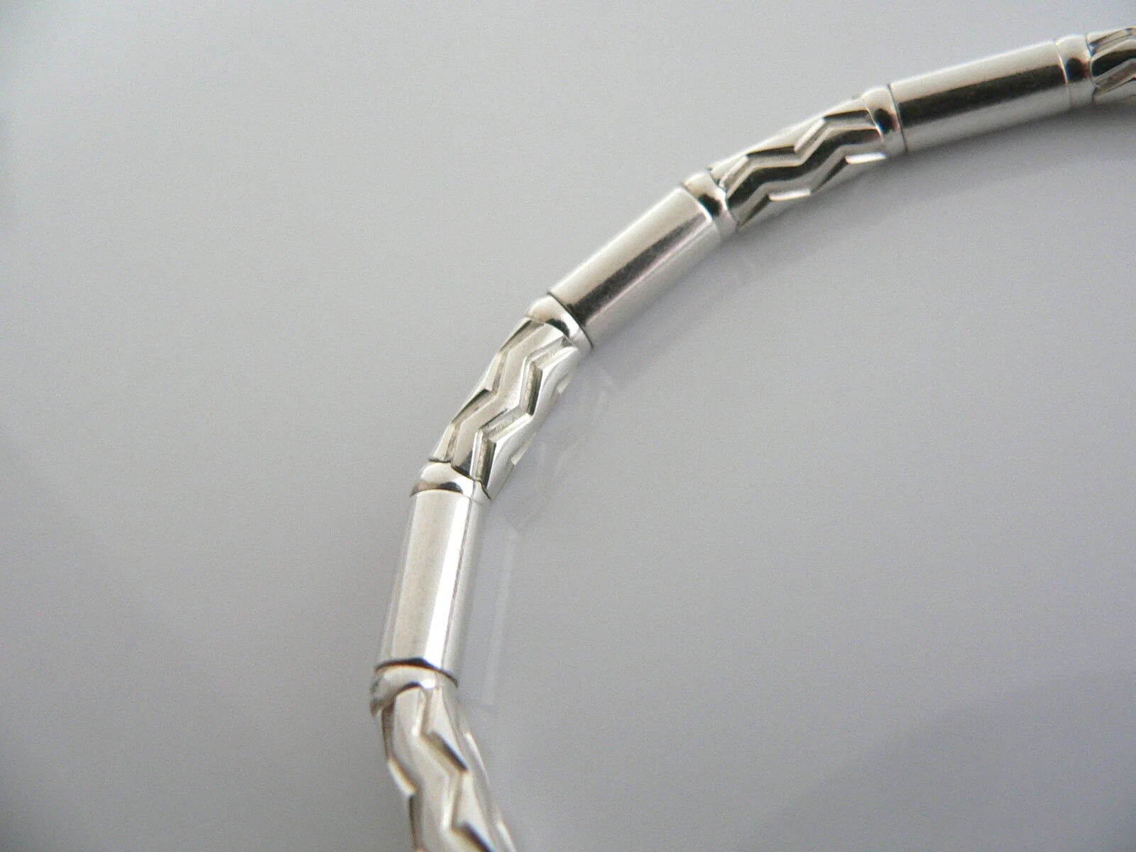 Tiffany & Co Silver Carved Bead Bracelet Etched Bangle Gift Love Statement Art