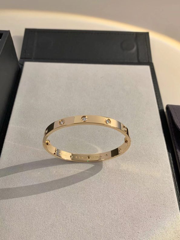Cartier Love Bracelet Dupe, Rose Gold, Ten Diamonds