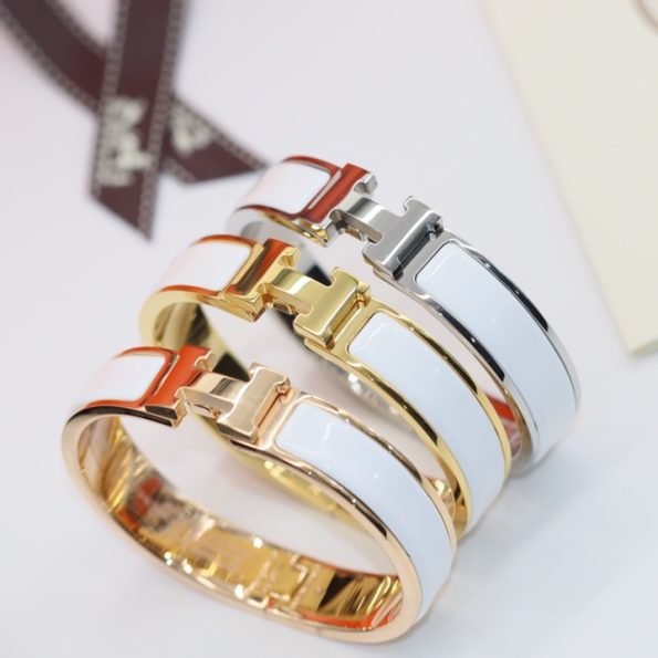 Hermes Bracelet Dupe, Clic H Bracelet, White Enamel