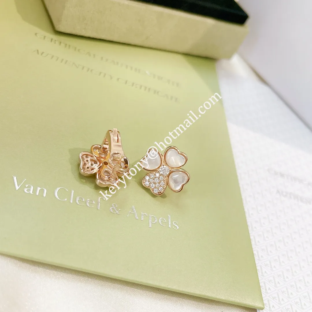 Most Fashion Van Cleef Arpels Cosmos Earrings Rose Gold With Diamond White/Red/Black/Green Online