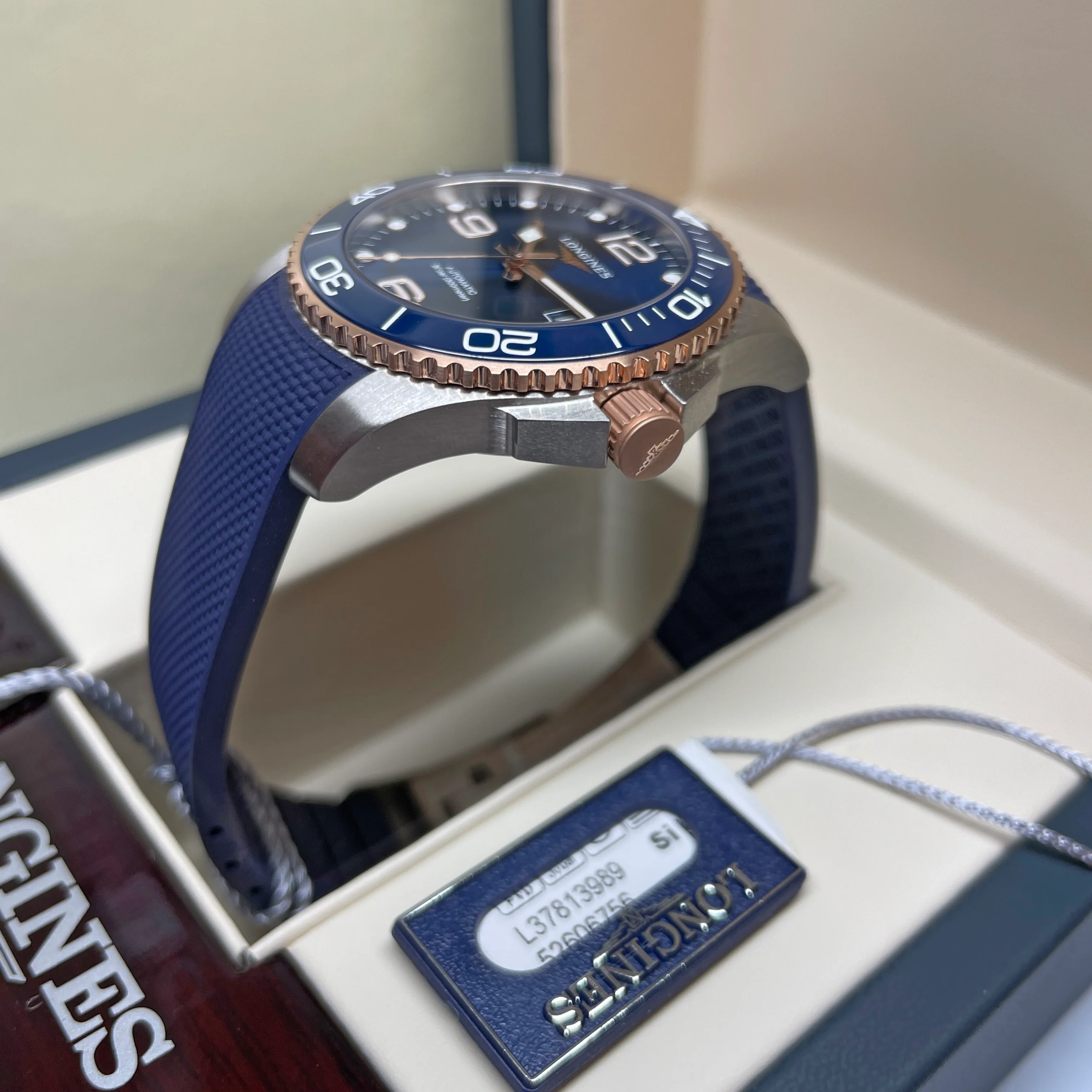 Hydroconquest 41MM Automatic Blue Ceramic Rose Gold Watch L37813989