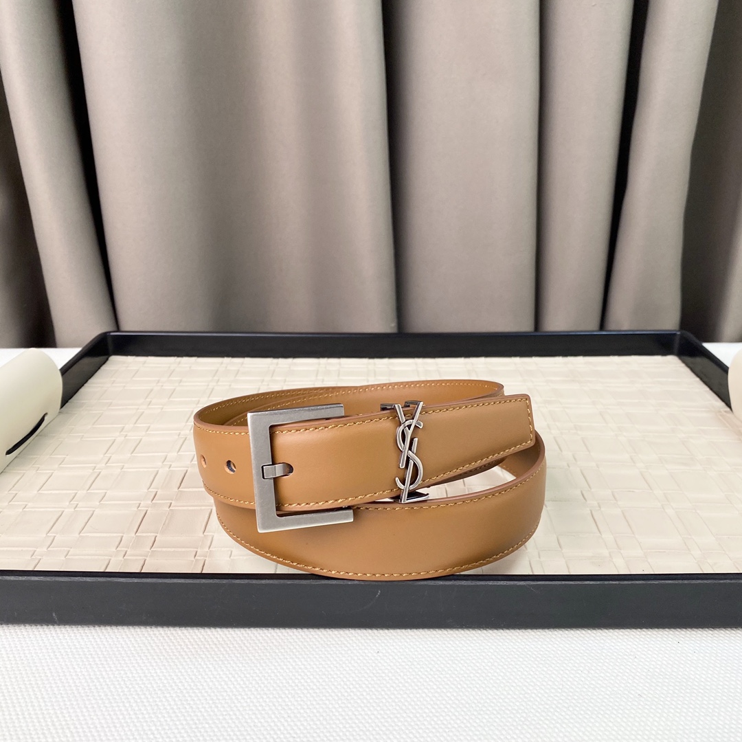 YSL Saint Laurent Leather Belts 1:1 Mirror Version