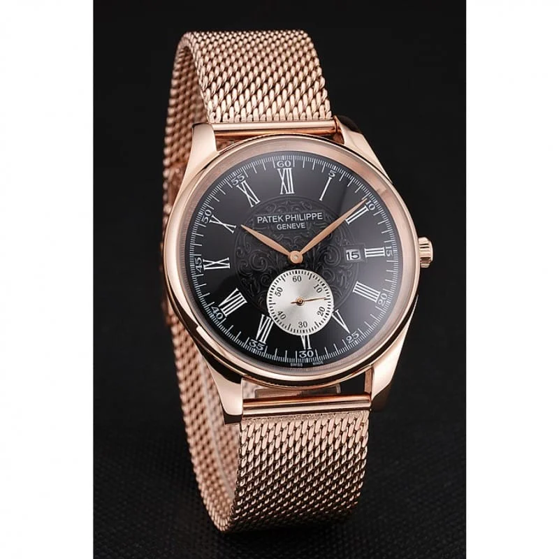 Calatrava Small Seconds Dial Black 40 mm, Rose Gold Plated