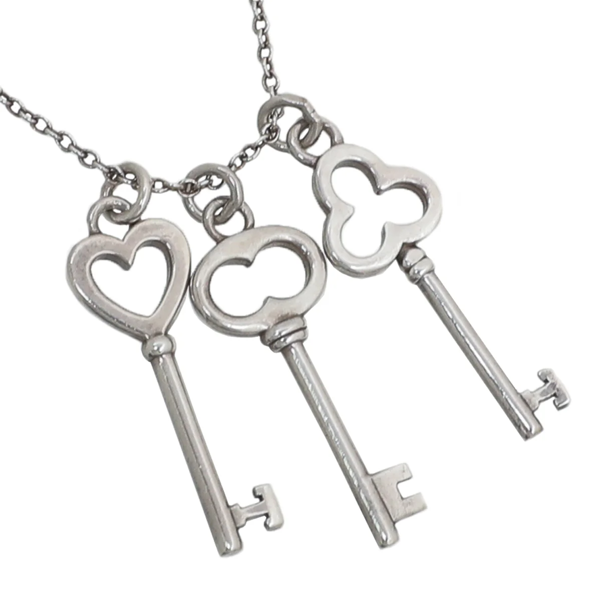 Tiffany & Co Sterling Silver Triple Key Pendant Necklace