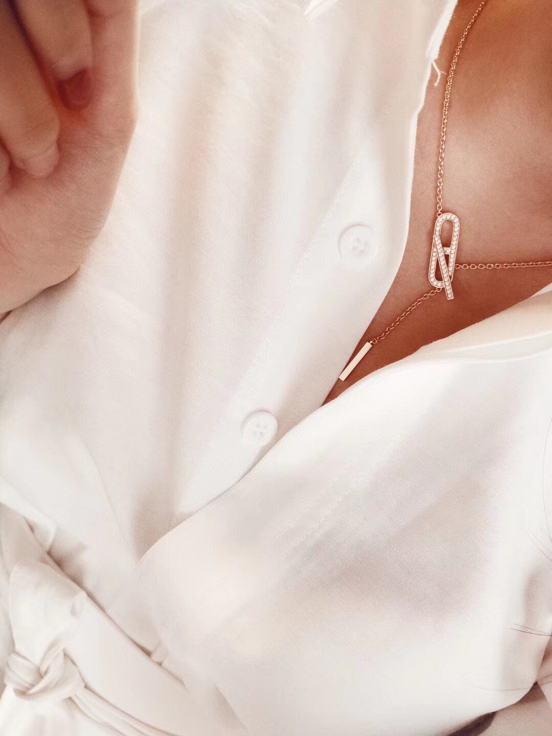 Hermes Pig Nose Necklace with Diamonds