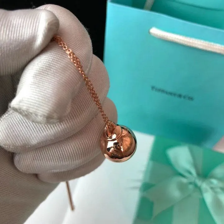 Tiffany Hardwear Ball Pendant Chain Necklace Pink/Yellow Gold Fashion Women Jewelry GRP09557/GRP09558