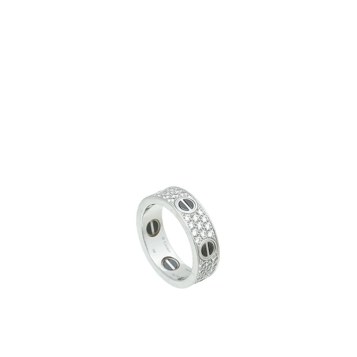 Cartier 18K White Gold Diamond Paved & Ceramic Love Ring 58