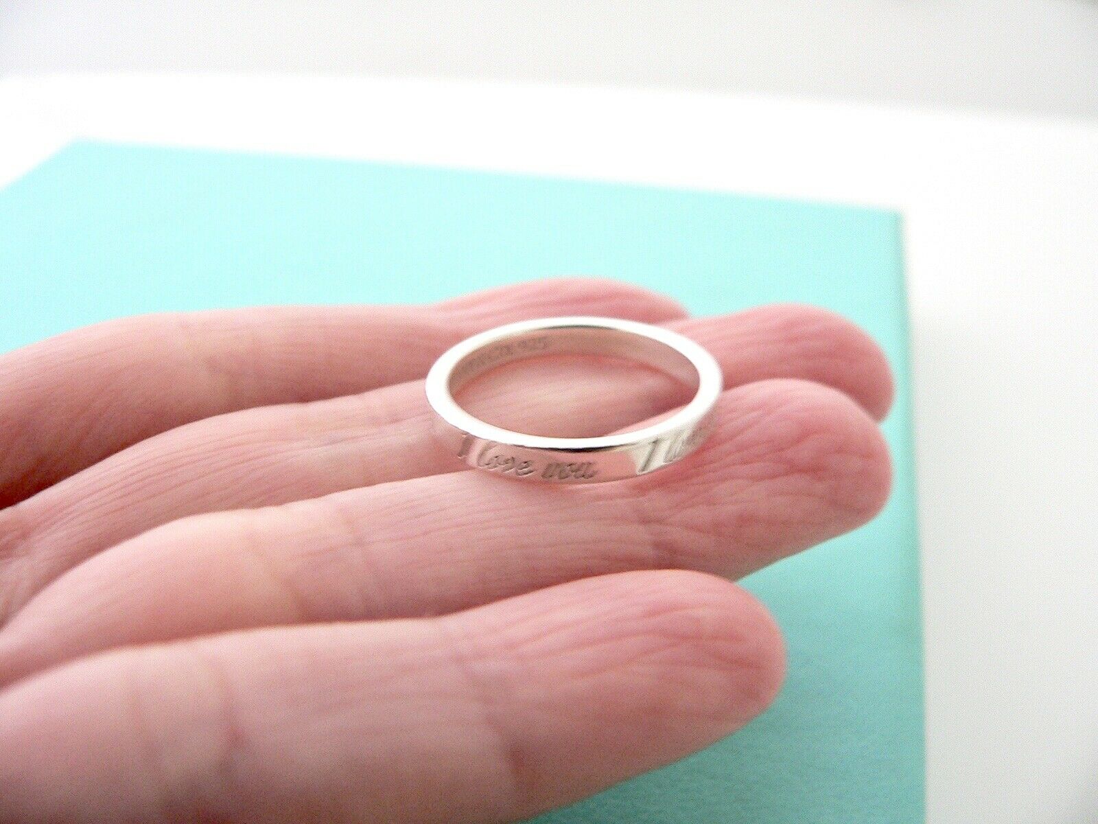 Tiffany & Co Sterling Silver I Love You Circle Ring Band Sz 6.25 Gift Statement