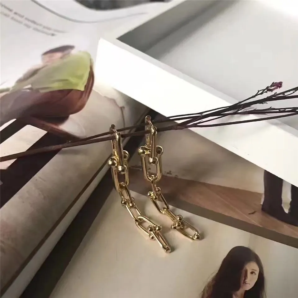 Tiffany Hardwear Interlocking Link Earrings Sterling Silver Couple Style Jewelry USA38087932/38087975