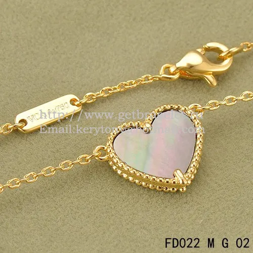 Van Cleef Arpels Sweet Alhambra Heart Pendant Yellow Gold With Gray Mother Of Pearl