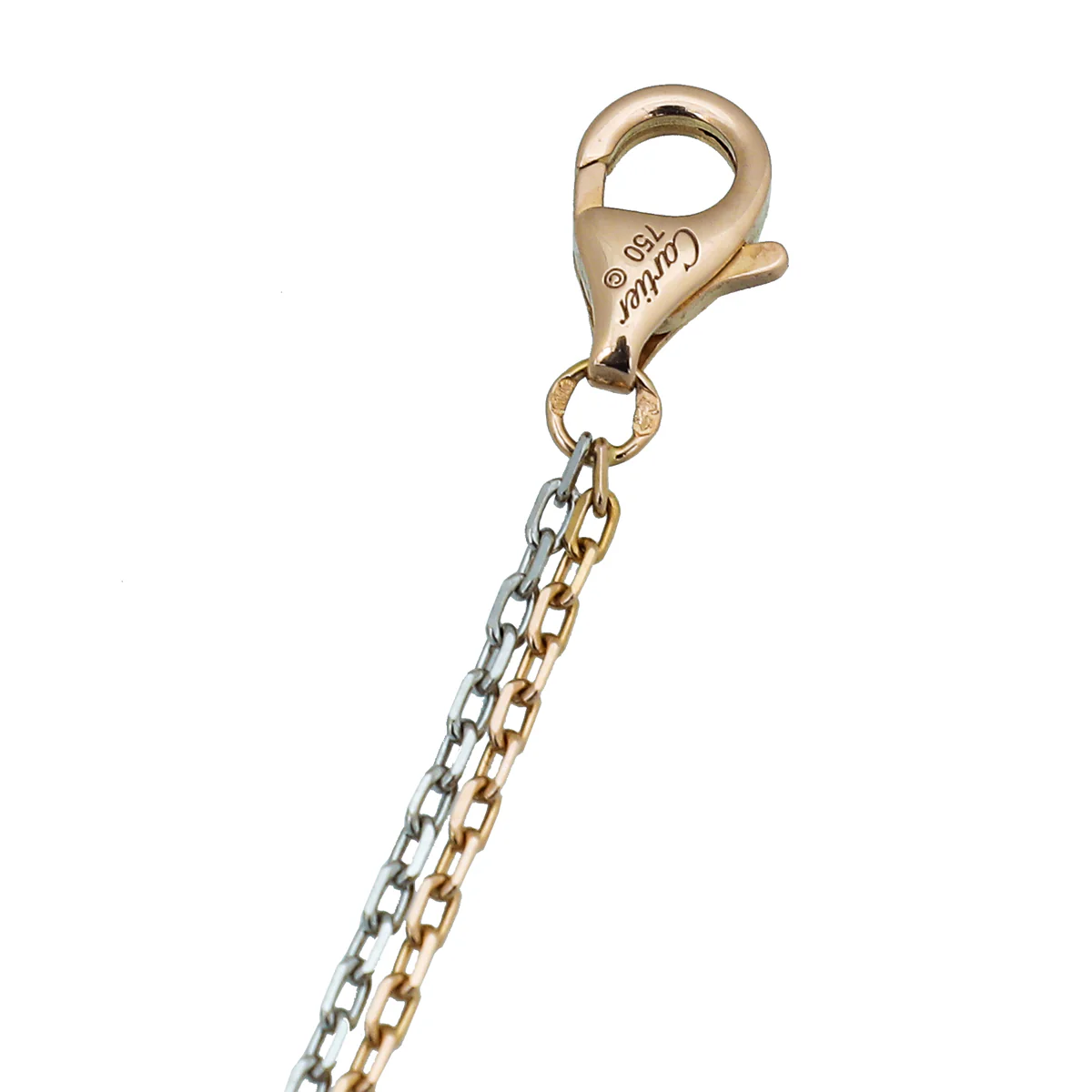 Cartier 18K White-Pink Gold Diamond Double Chain Love 3 Circles Pendant