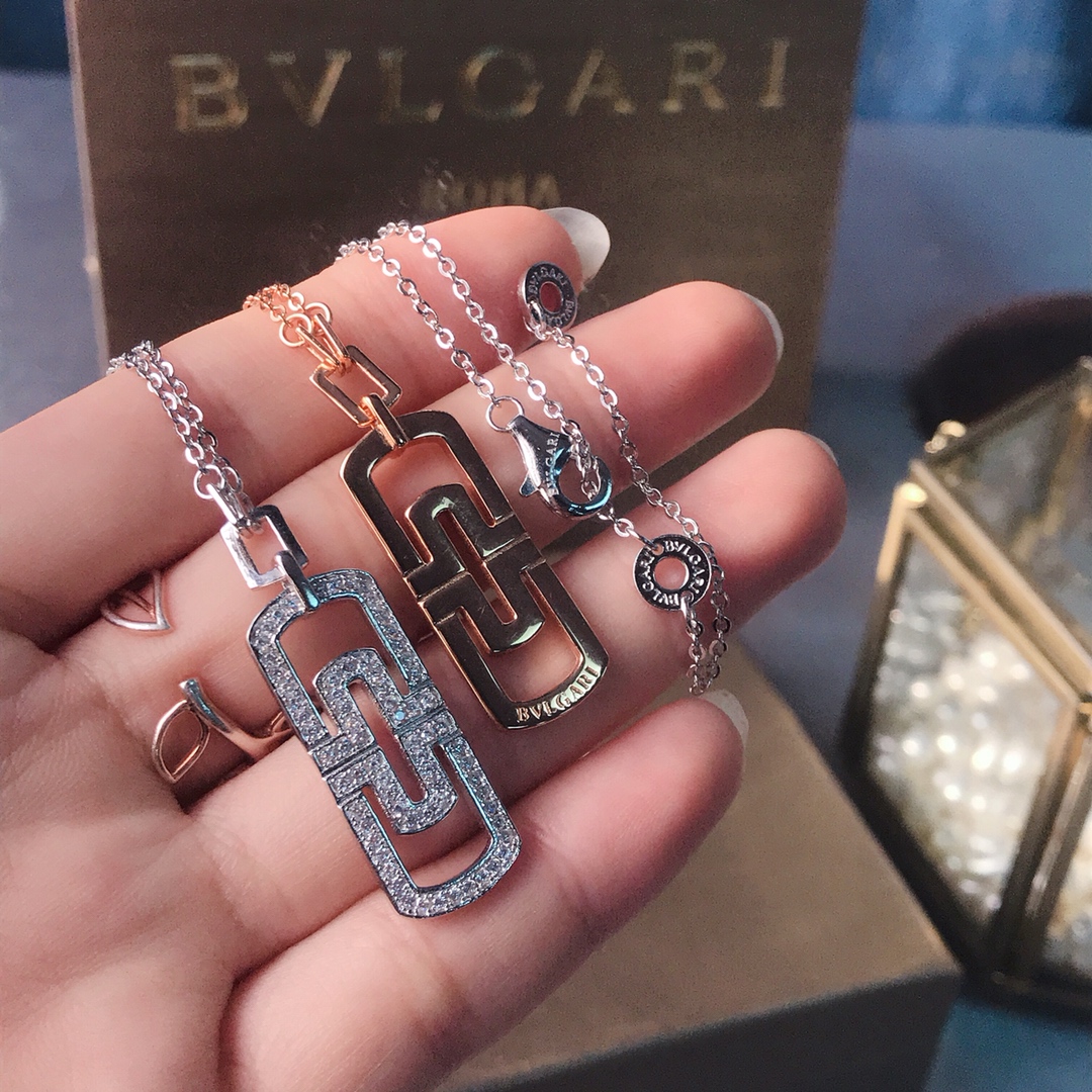 Bvlgari Paperclip Necklace with Diamonds