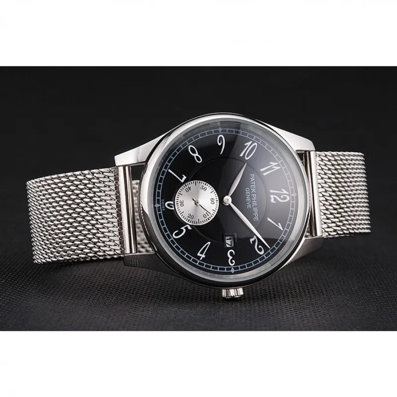 Calatrava Small Seconds Dial Black 40 mm, Stainless Steel