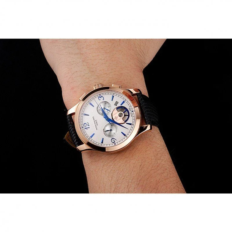 Chronograph White Guilloche Dial White 43 mm, Rose Gold Plated