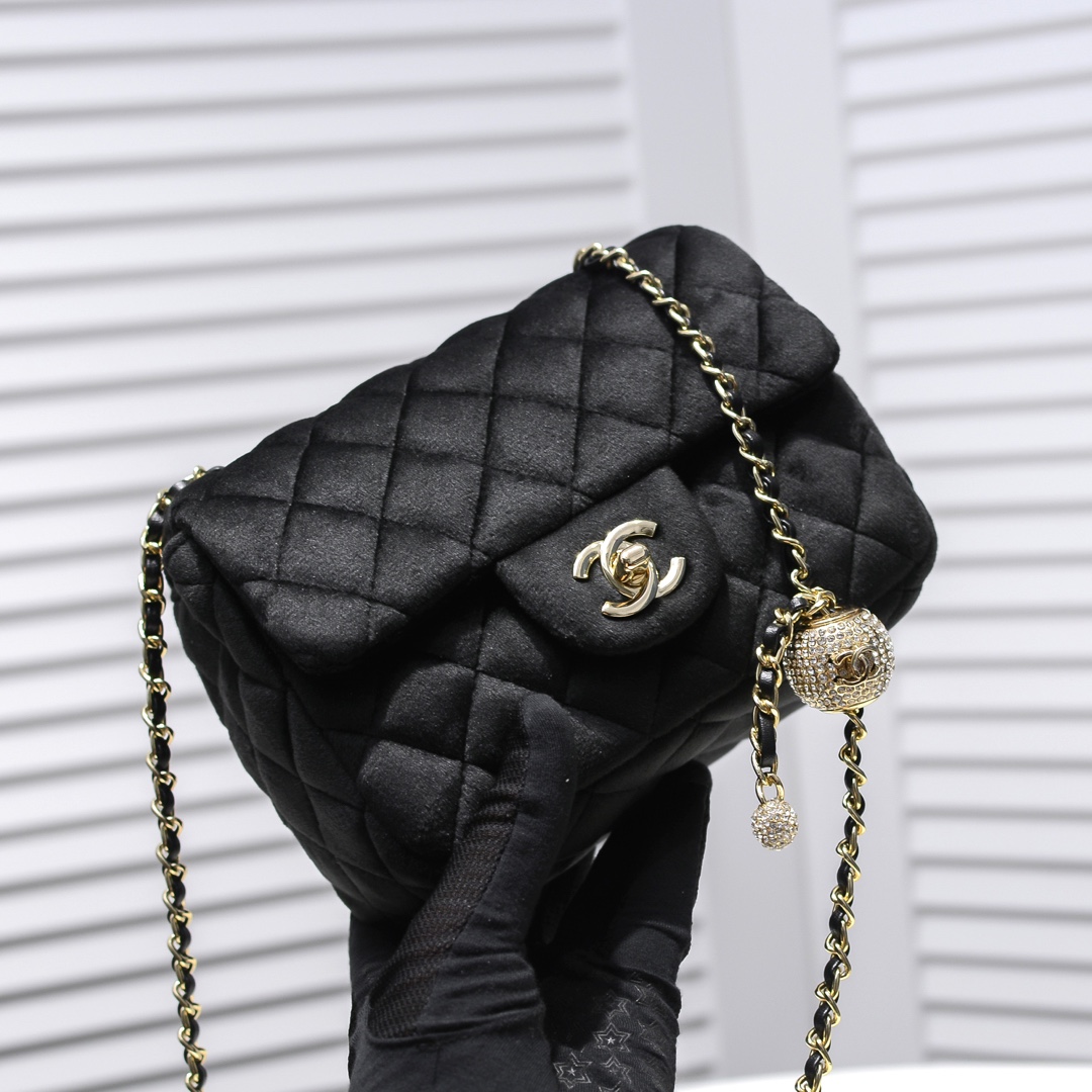 Chanel 1786 Velvet Rhinestones Shoulder Bag Handbag