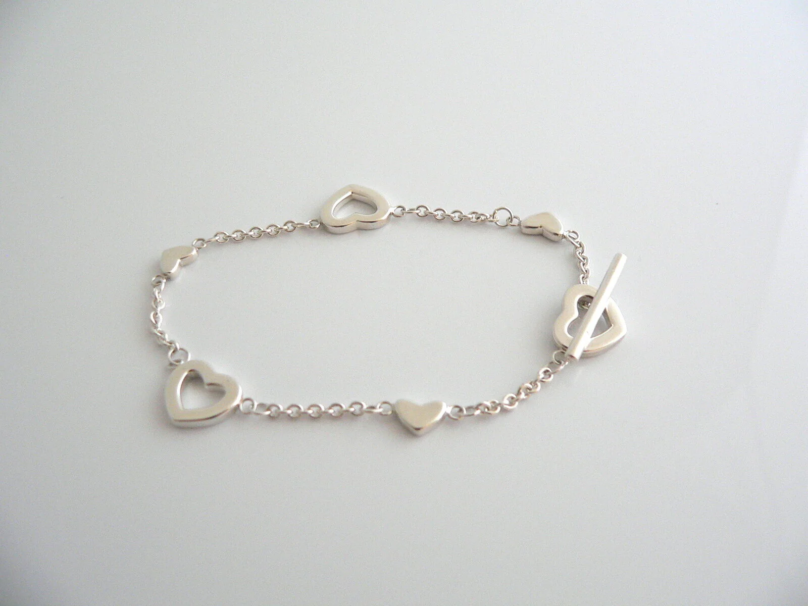 Tiffany & Co Heart Bracelet Link Toggle Bangle Chain Gift Love T and Co Statement