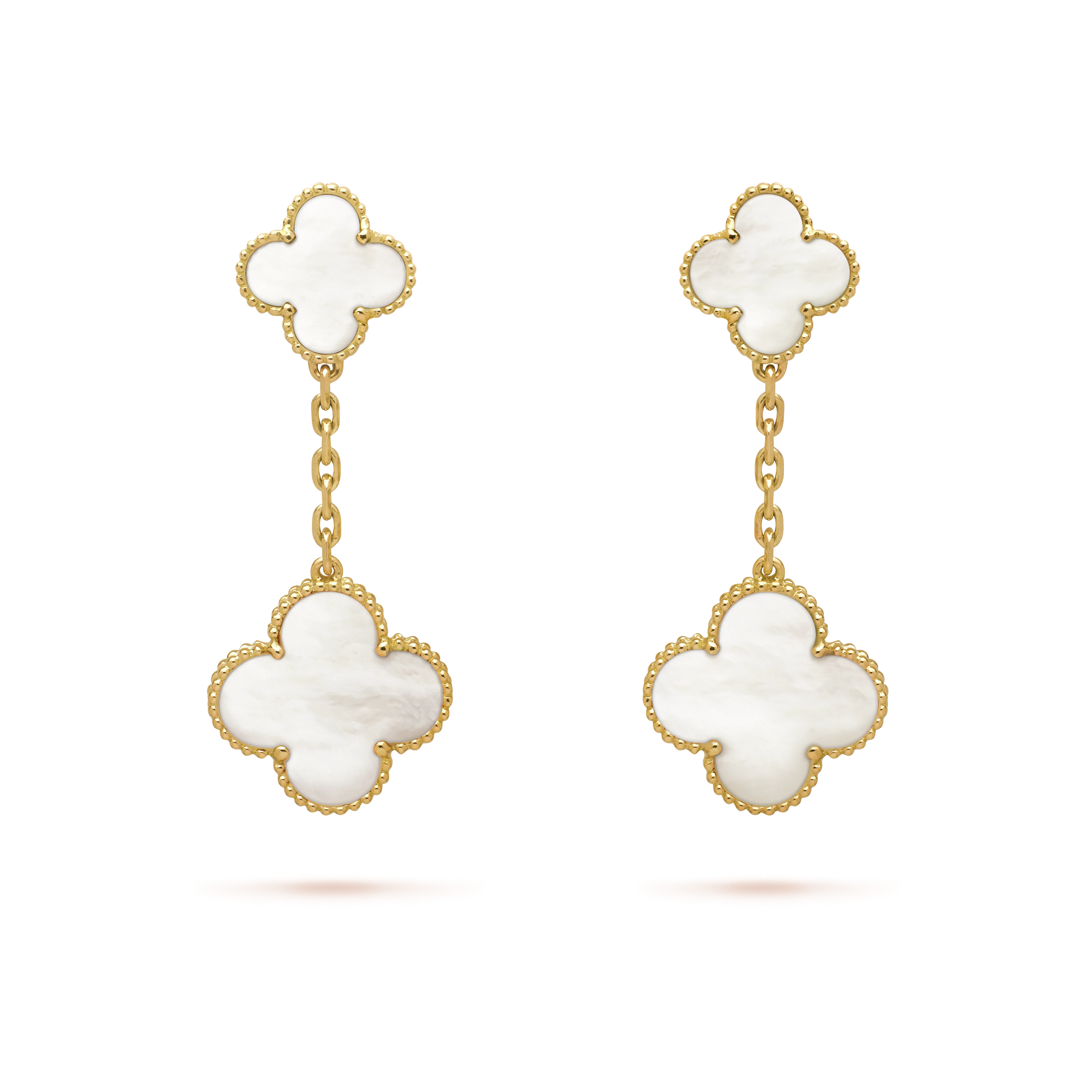 Van Cleef & Arpels Double Clover Stud Earrings, Magic Alhambra earrings, 2 motifs