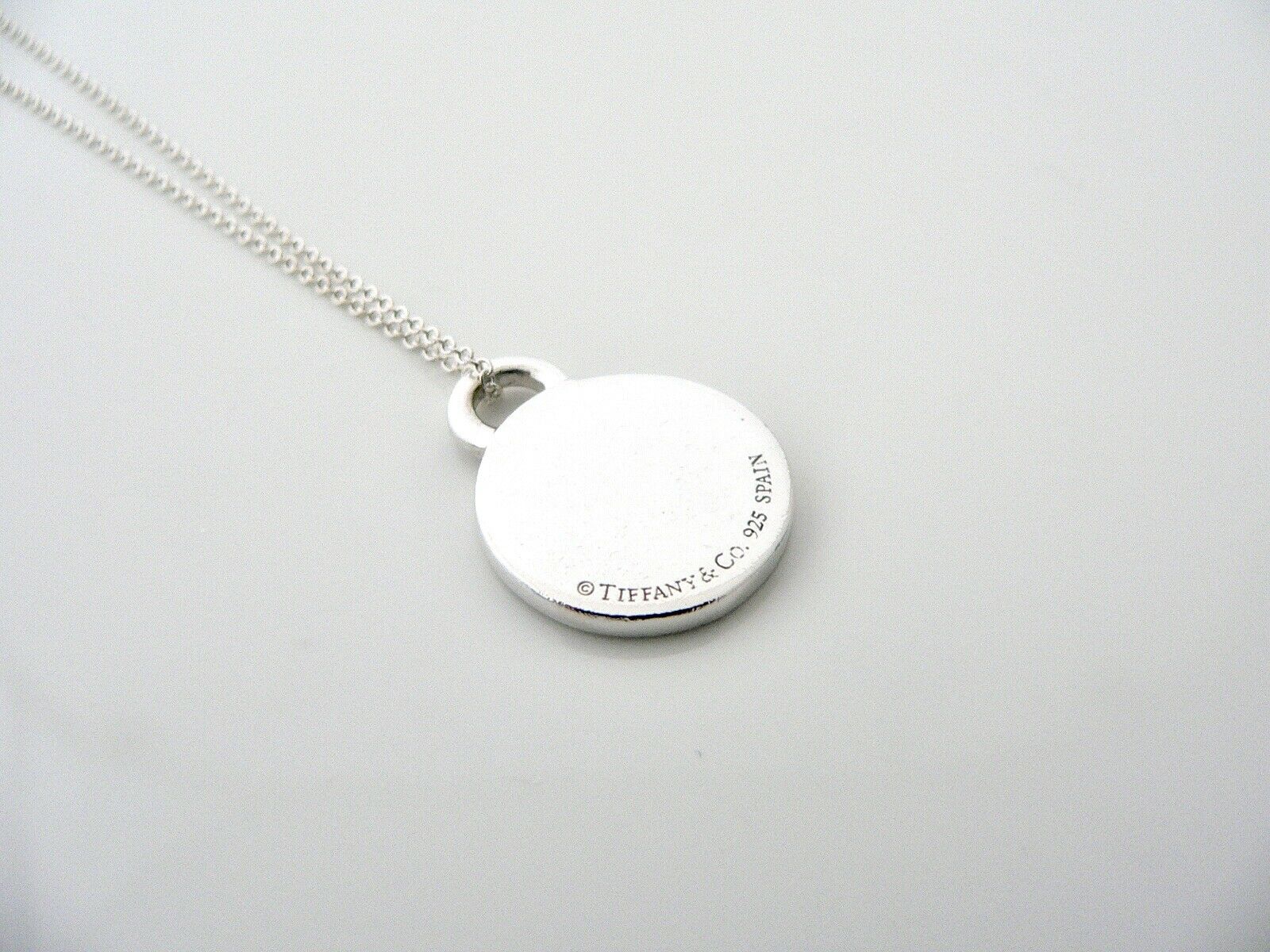 Tiffany & Co 1837 Enamel Circle Necklace White Pendant Charm Chain Love Gift Art