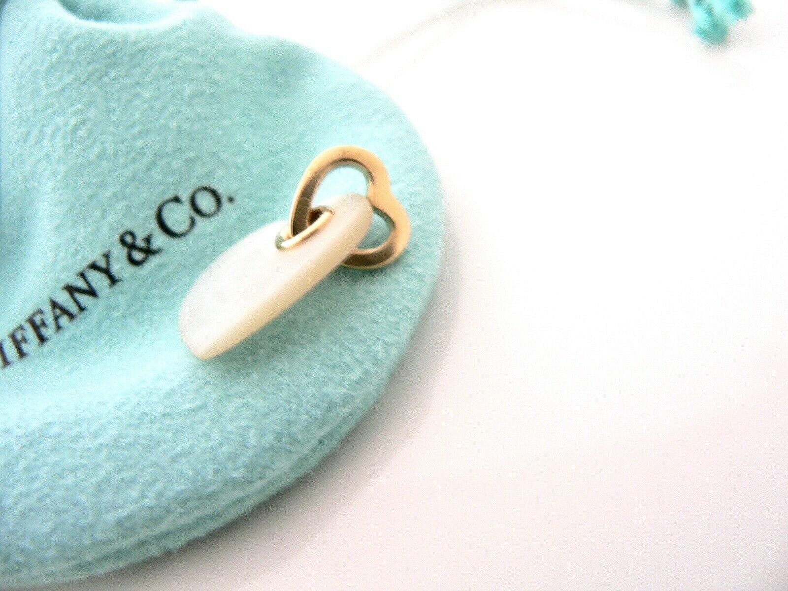 Tiffany & Co 18K Gold Mother of Pearl Heart Charm Pendant for Necklace Bracelet