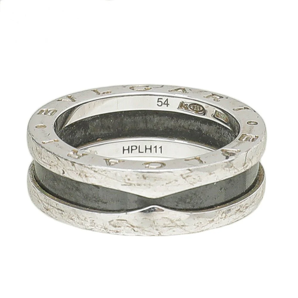 Bvlgari Silver Black Ceramic Save The Children Ring 54