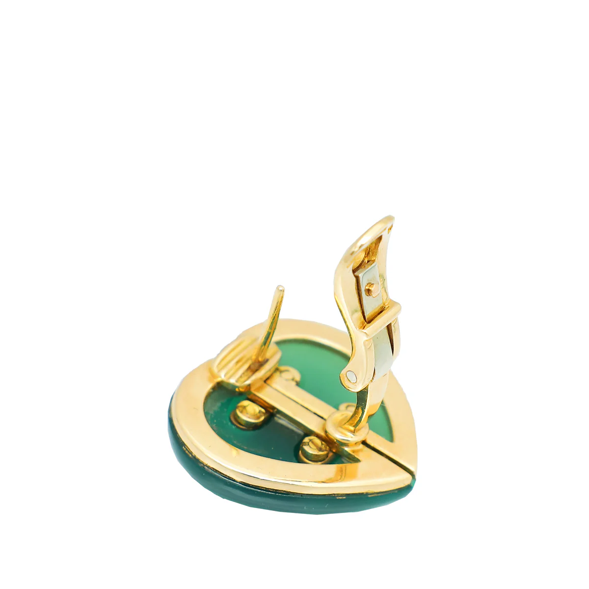 Bvlgari 18K Yellow Gold Chrysoprase & Green Jasper Heart Earrings