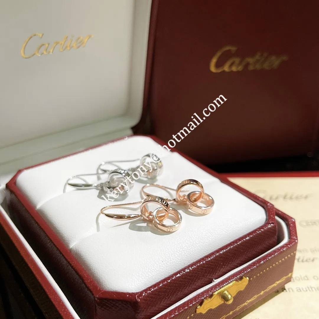 Spring Fashion Cartier Love Ear Hook Earrings Rose Gold/White Gold Best