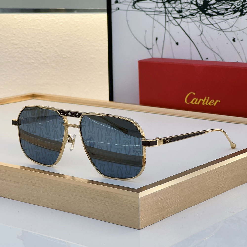 Cartier Metal Mirror Leg Logo Sunglasses Top quality （Replica）