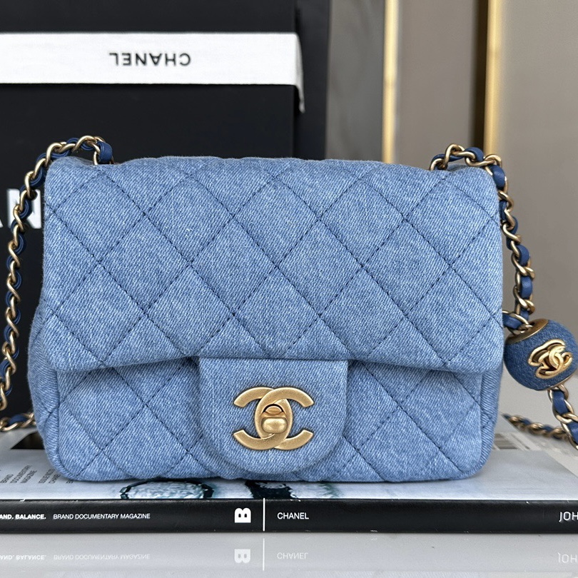 Chanel Classic Flag Bag Quilted Denim 20CM Shoulder Bag(Replica)