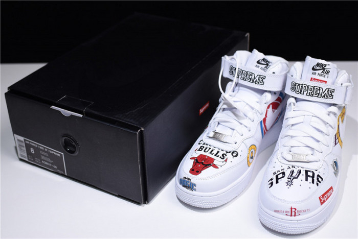 Supreme X Nike Air Force 1 Mid NBA Teams White Aq8017-100