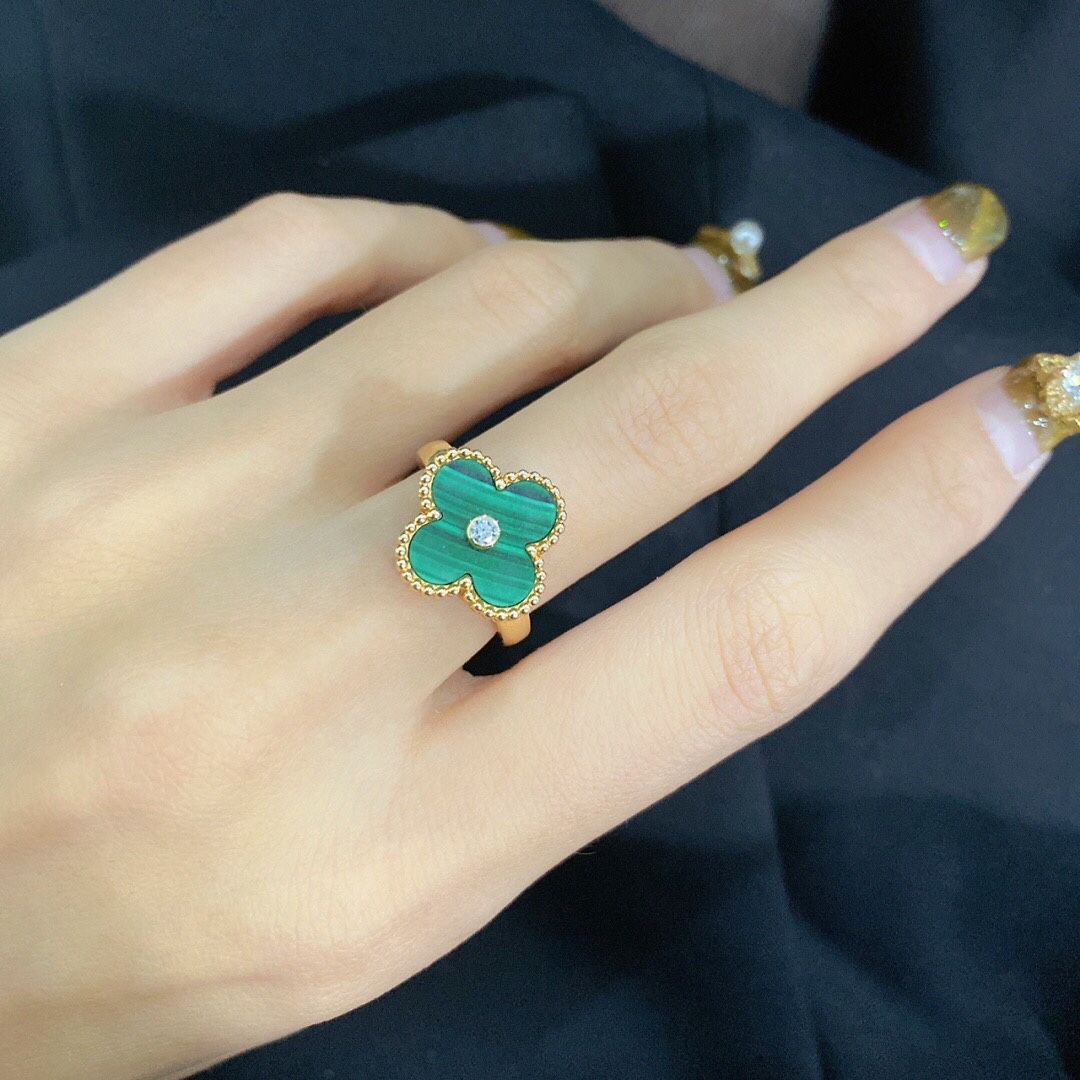 Van Cleef & Arpels Clover Ring with Diamonds Replica, Vintage Alhambra ring, Three Colours Available