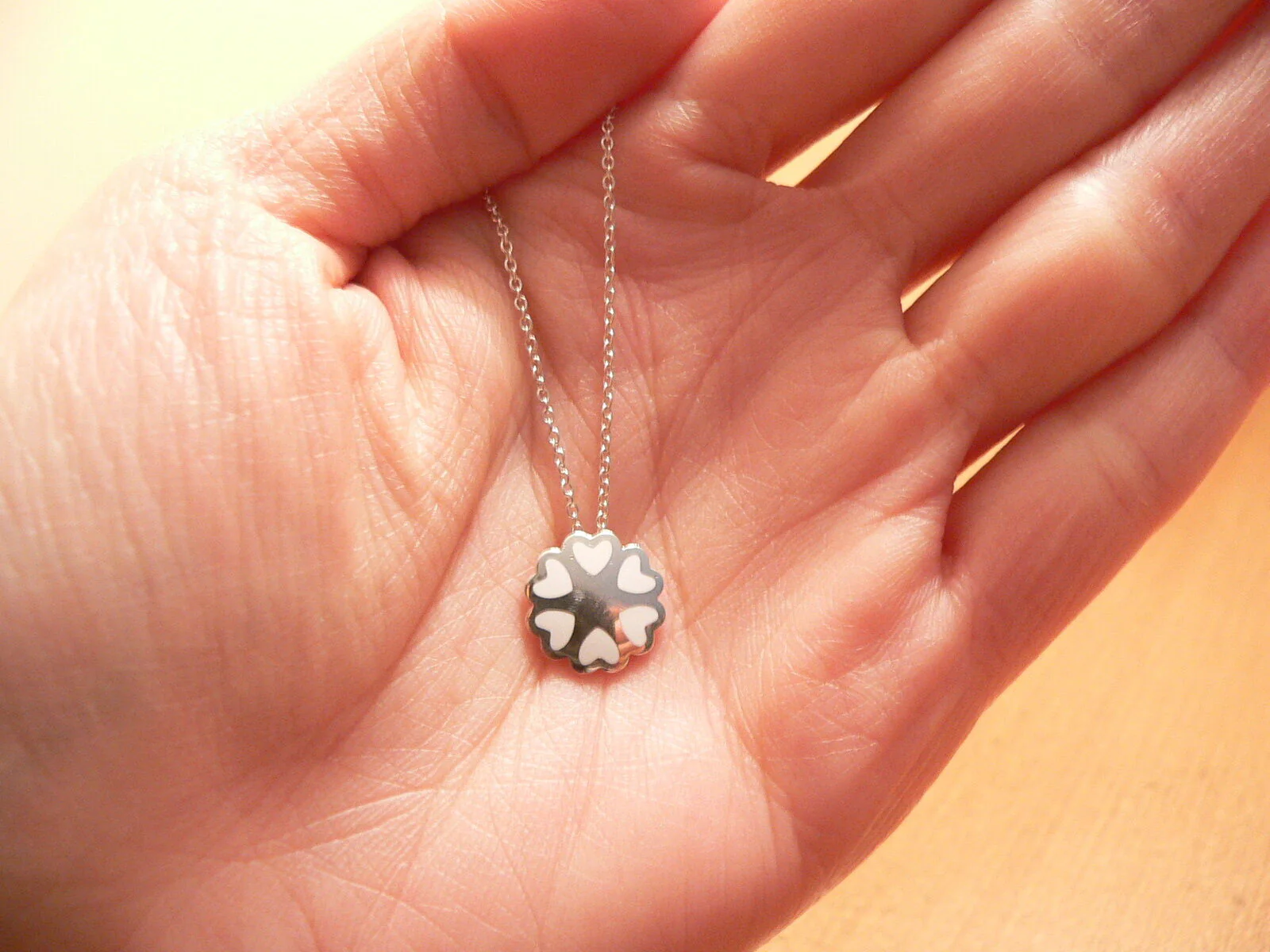 Tiffany & Co Silver White Enamel Crown of Hearts Necklace Pendant Gift Love Art