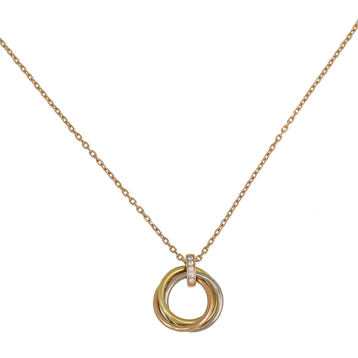 Cartier 18K Ticolor Gold Diamond Trinity Necklace