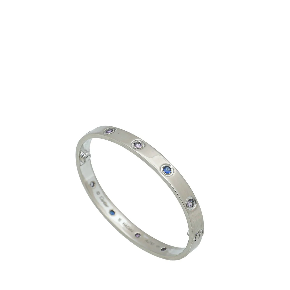 Cartier 18K White Gold Love Bracelet 16 w/Colored Stones