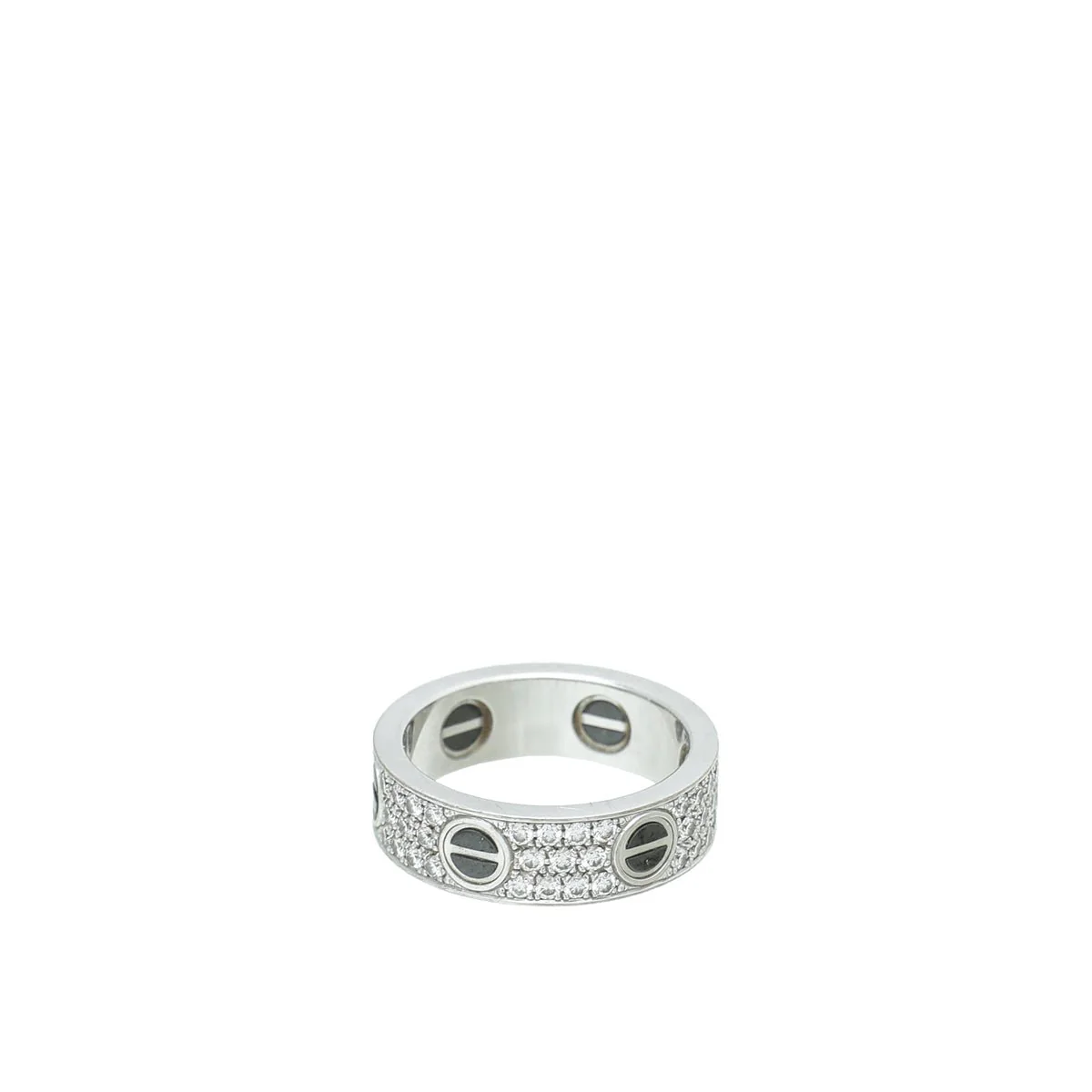 Cartier 18K White Gold Diamond Paved & Ceramic Love Ring 58