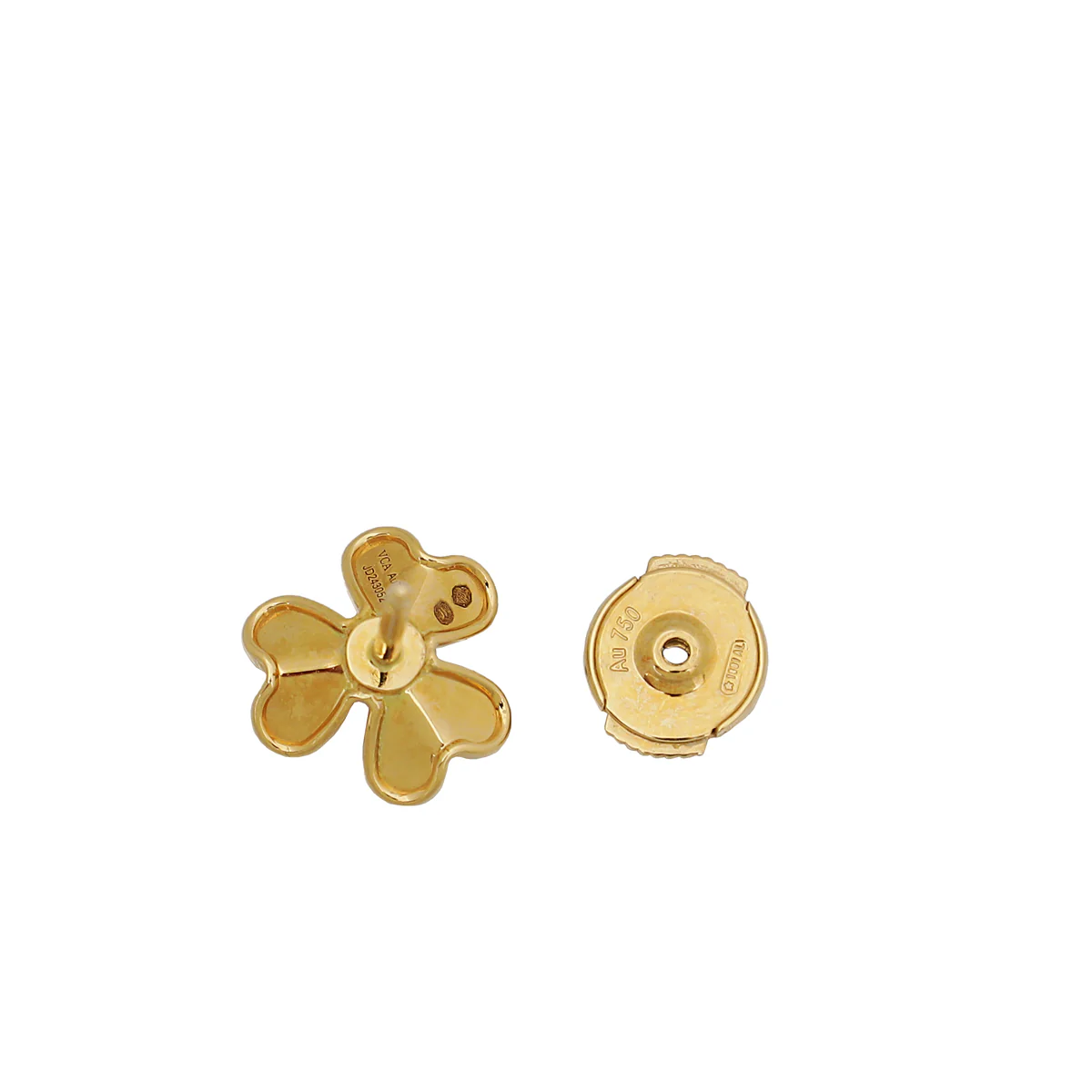 Van Cleef & Arpels 18K Yellow Gold Diamond Frivole Mini Model Earrings