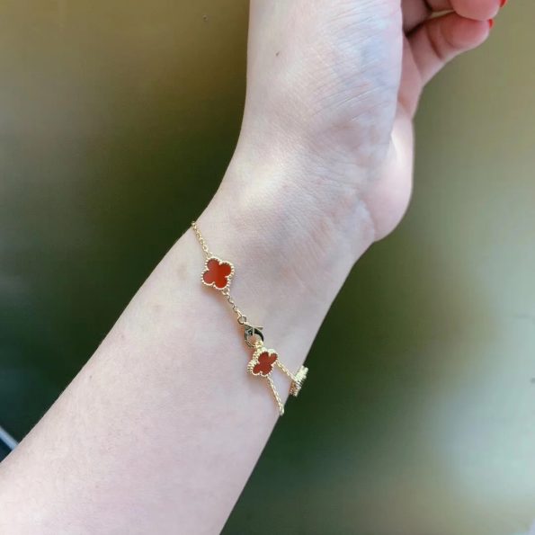 Van Cleef Bracelet Dupe, Mini Red Clover Bracelet