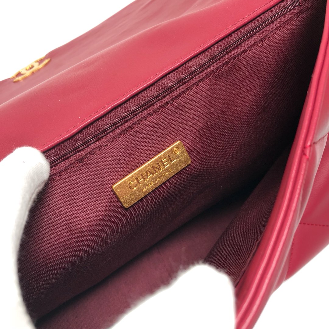 Chanel Lambskin Quilted Large19 Flap Shoulder Bag Handbag