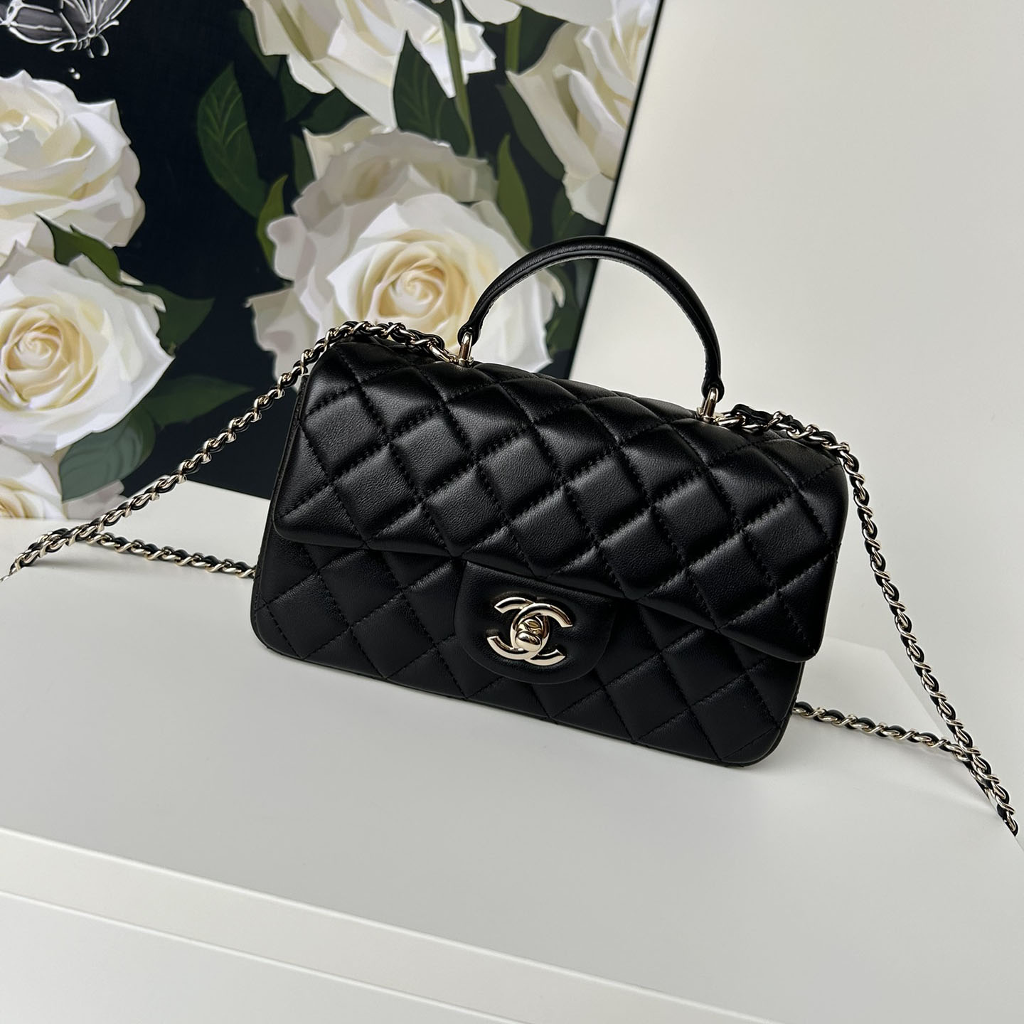 Chanel Classic Mini CF Mirror Version Flap Bag Top Handle Shoulder Bag Handbag 10A