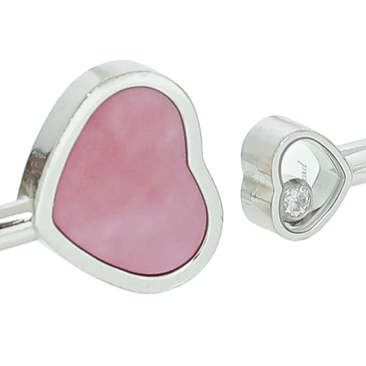Chopard 18K White Gold Pink MOP Happy Heart Bracelet