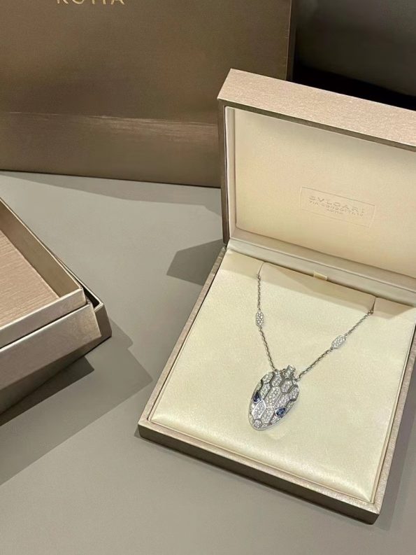 Bvlgari SERPENTI NECKLACE Dupe, White Gold