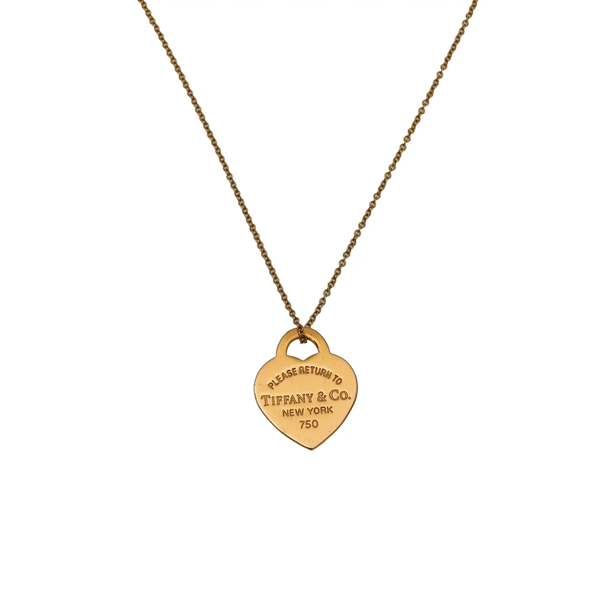 Tiffany & Co 18K Yellow Gold Heart Tag Pendant Necklace