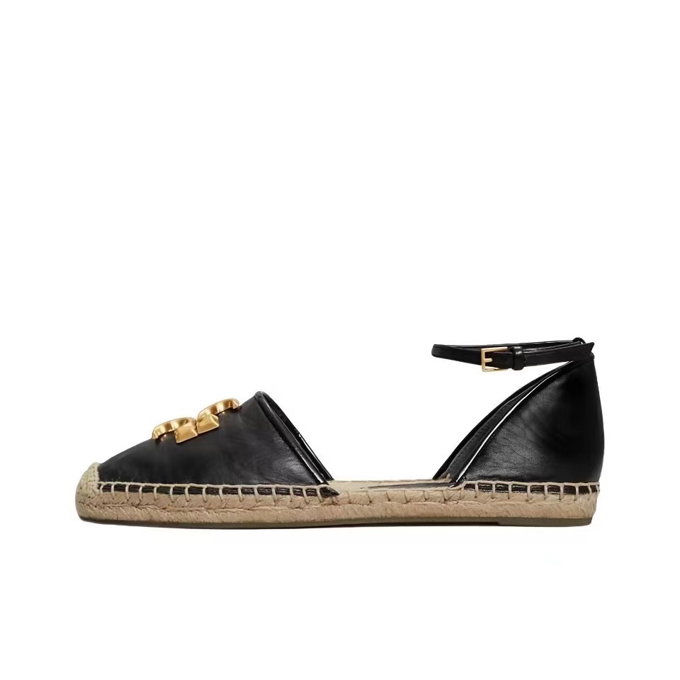 Tory Burch Eleanor D'orsay Stylish Flip-flops With Hemp Bottoms Sandals Slide (Replica)