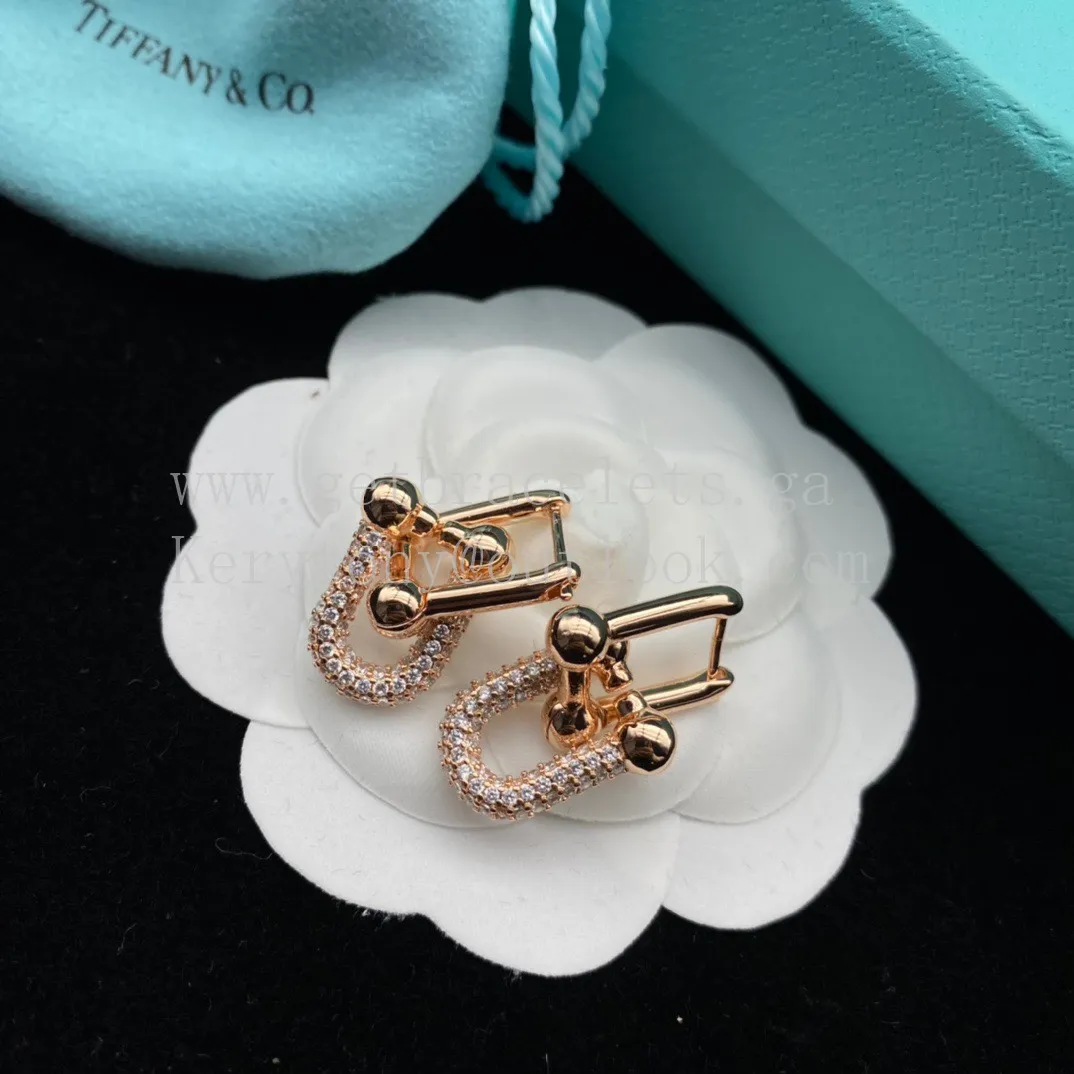 Tiffany HardWear Link Earrings in Yellow Gold/Rose Gold/White Gold With Diamonds