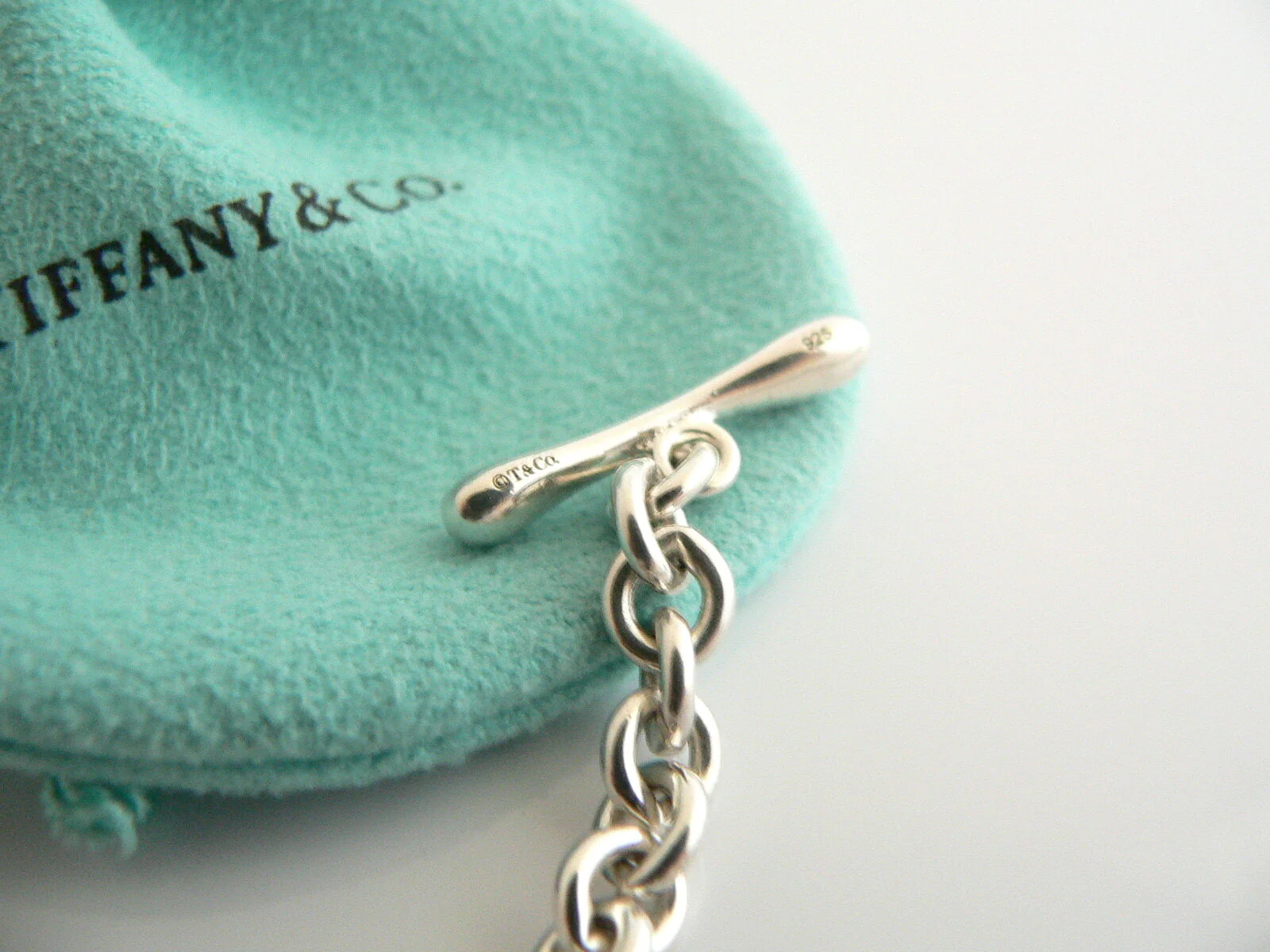 Tiffany & Co Silver Gemstone Toggle Necklace Smoky Quartz Pendant Clasp Gift Art