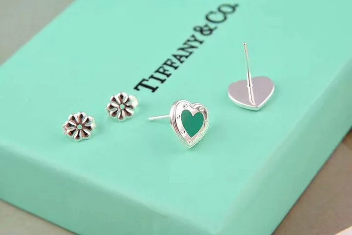 New Style Tiffany Replica Love Heart Earrings With Blue  60994862