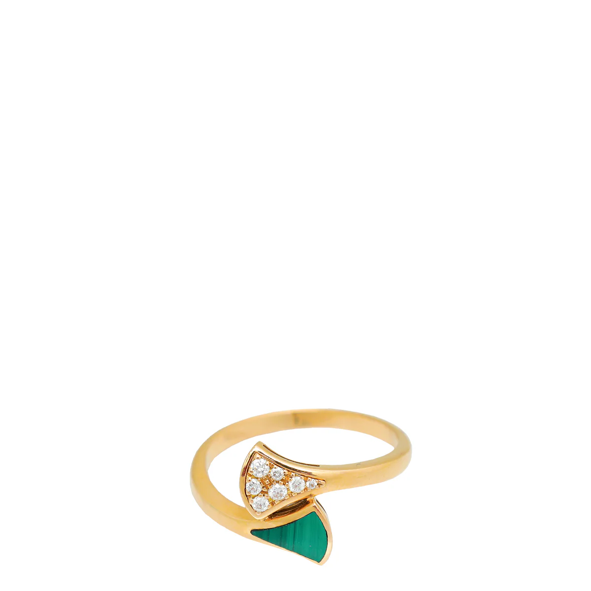 Bvlgari 18K Pink Gold Malachite Diamond Diva's Dream Ring 58